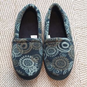 Ll Bean Cozy Fleece Medallion Patterned Green Slippers Slides Sz 9